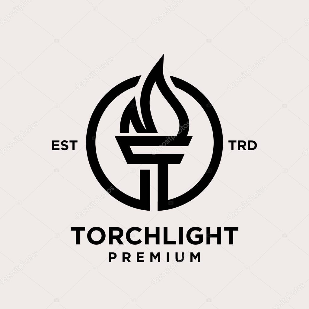 Torch letter t icon design illustration Template