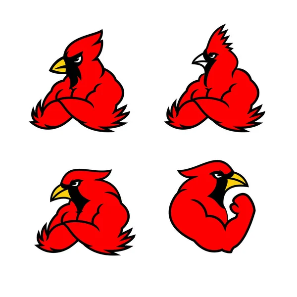 Cardinal Mascot Icon Design Illustration Template — Stock Vector
