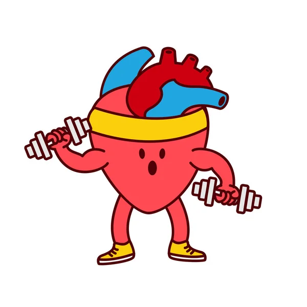 Hearth Organ Cute Workout Mascot Illustration Template — Stock Vector