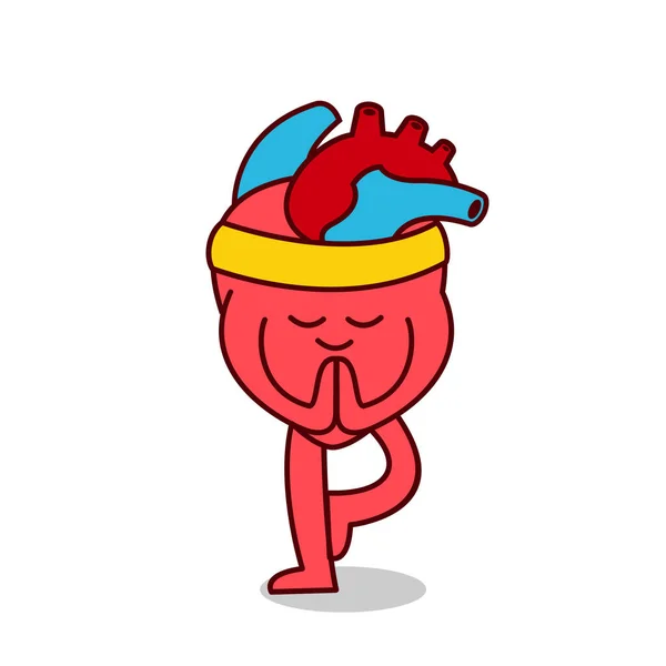 Hearth Organ Cute Workout Mascot Illustration Template — Stock Vector