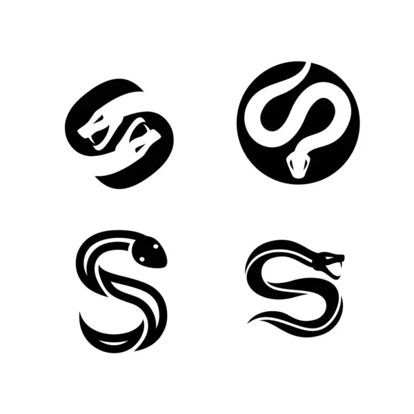 Snake Iniziale Lettera Icona Modello Design Collezione Set — Vettoriale Stock