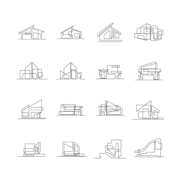 Architecture house line illustration design template
