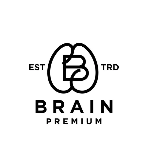 Brain Letter Icon Design Illustration Template — Stock Vector
