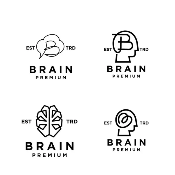 Brain Letter Icon Design Illustration Template — Stock Vector