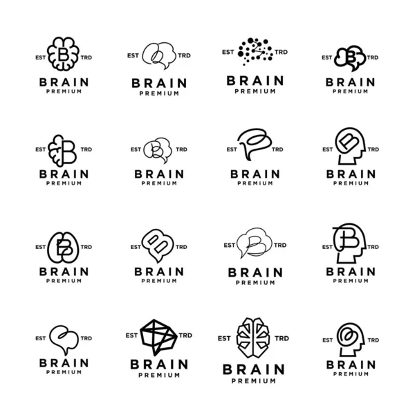 Cervello Lettera Icona Disegno Illustrazione Modello — Vettoriale Stock