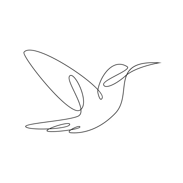 Kolibrie Lijn Illustratie Template — Stockvector