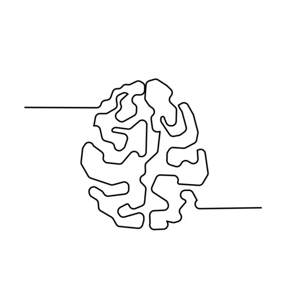 Mente Cerebro Línea Ilustración Plantilla — Vector de stock