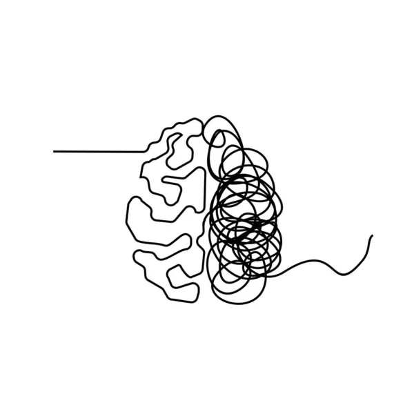 Mind Brain Line Illustration Template — Stock Vector