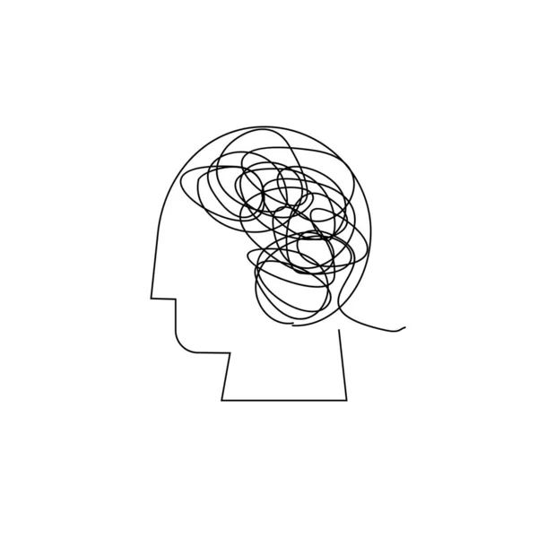 Mind Brain Line Illustration Template — Stock Vector