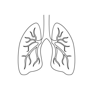 akciğer tek çizgi çizim şablonu