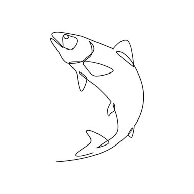 Somon balığı tek sıra çizim şablonu