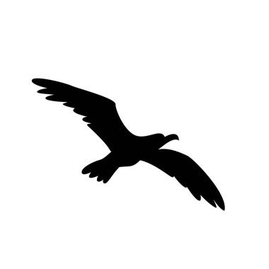Martı silueti siyah beyaz logo ikonu tasarım şablonu