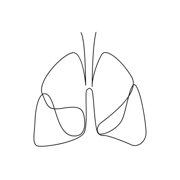 akciğer tek çizgi çizim şablonu