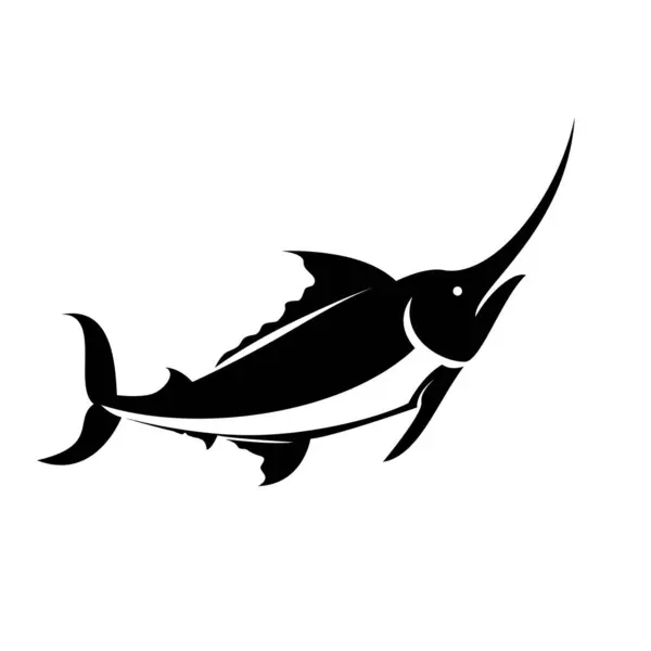 Marlin Peces Silueta Icono Diseño — Vector de stock