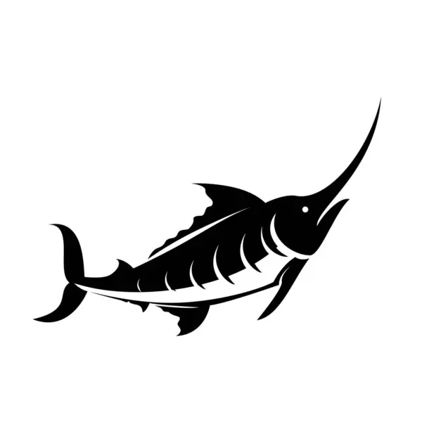 Icône Silhouette Poisson Marlin Design — Image vectorielle