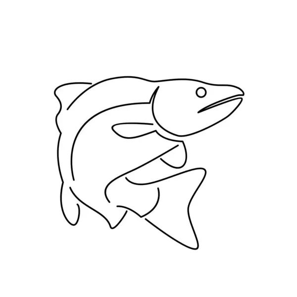 Salmon Fish Outline Illustration Template — Stock Vector