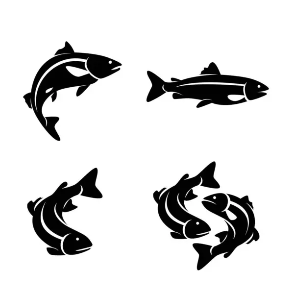 Lachs Fisch Silhouette Ikone Design Illustration Vorlage — Stockvektor