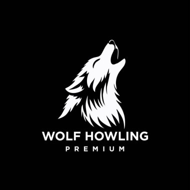 Kurt uluyan baş logo ikonu tasarım örnekleme şablonu