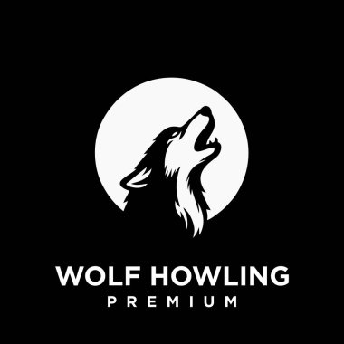 Kurt uluyan baş logo ikonu tasarım örnekleme şablonu