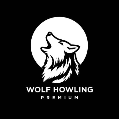 Kurt uluyan baş logo ikonu tasarım örnekleme şablonu