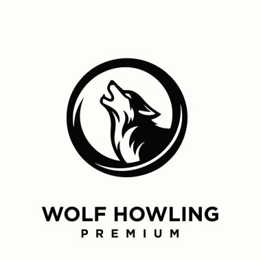 Kurt uluyan baş logo ikonu tasarım örnekleme şablonu