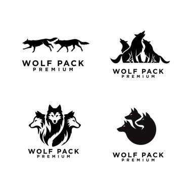 wolf pack logo icon design illustration template clipart