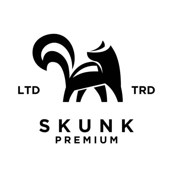 Skunk Negro Silueta Blanca Icono Diseño Ilustración Plantilla — Vector de stock