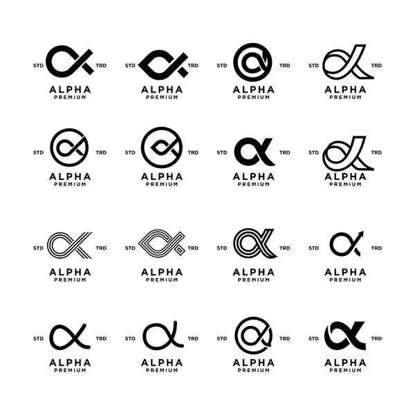 Alfa Litera Ikona Wzór Ilustracji Szablon — Wektor stockowy