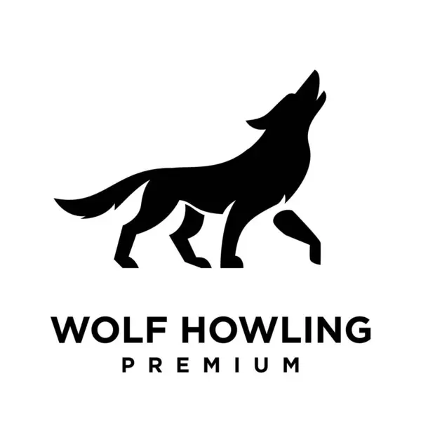 Wolf Howling Logo Icon Design Illustration Template — Stock Vector