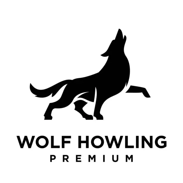 Wolf Howling Logo Icon Design Illustration Template — Stock Vector