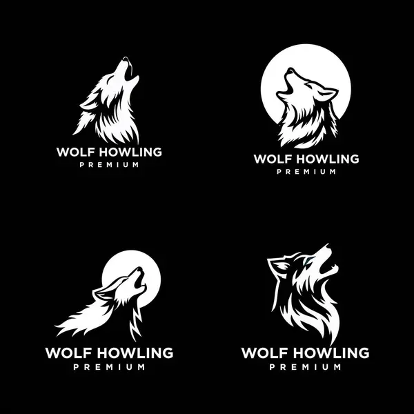 Wolf Howling Head Logo Icon Design Illustration Template — Stock Vector