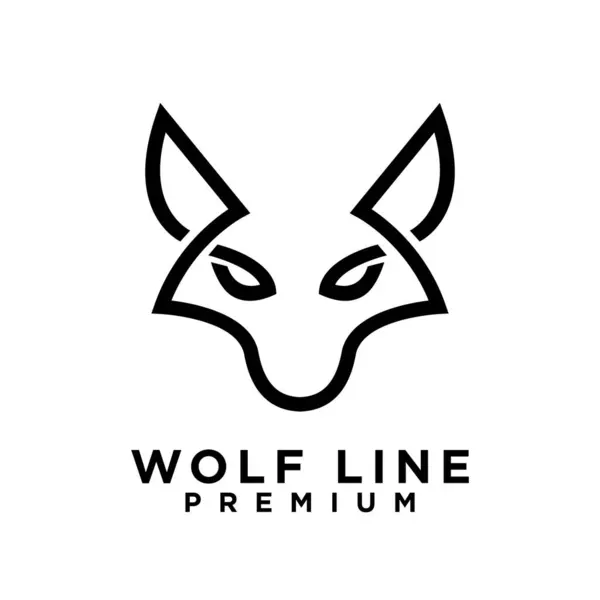 Lobo Linha Logotipo Ícone Design Ilustração Modelo — Vetor de Stock