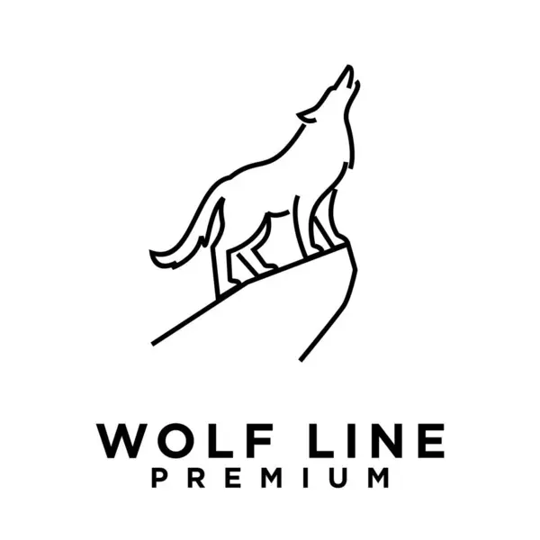 Wolf Lijn Logo Pictogram Ontwerp Illustratie Template — Stockvector