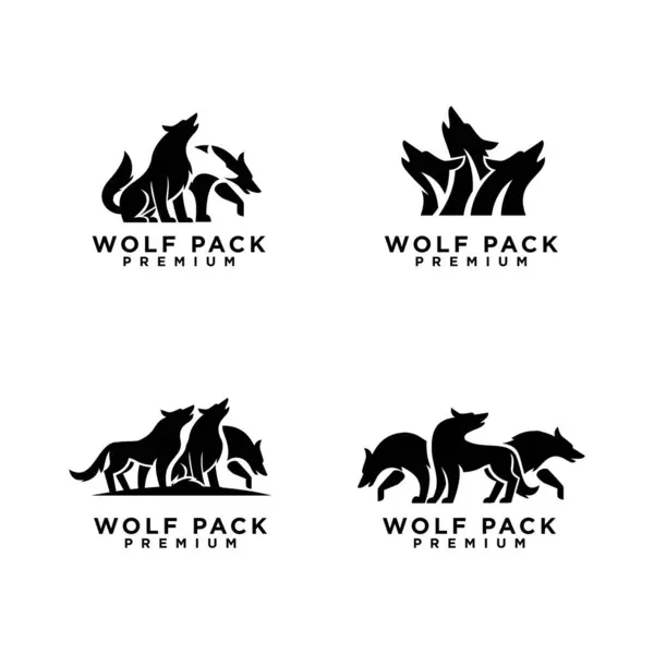 Wolf Pack Logo Icon Design Illustration Template — Stock Vector