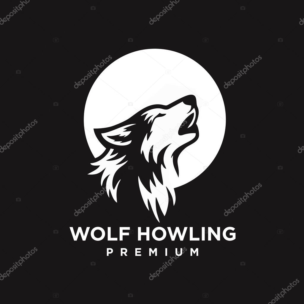 Wolf howling head logo icon design illustration template