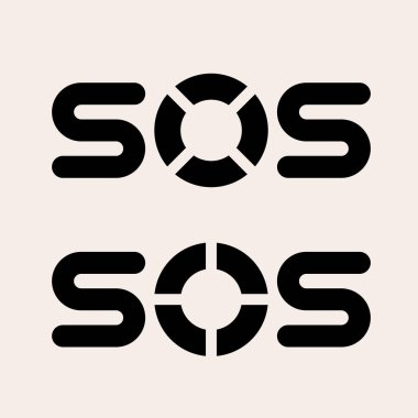 SOS Harfi monogram tasarım örnekleme şablonu