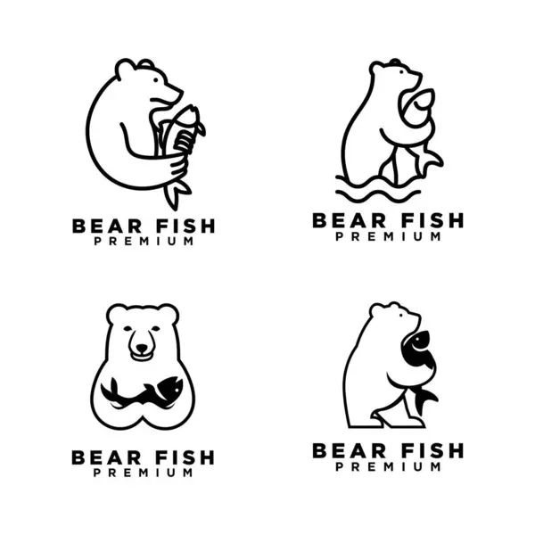 熊抱鱼标志图标设计图模板 — 图库矢量图片