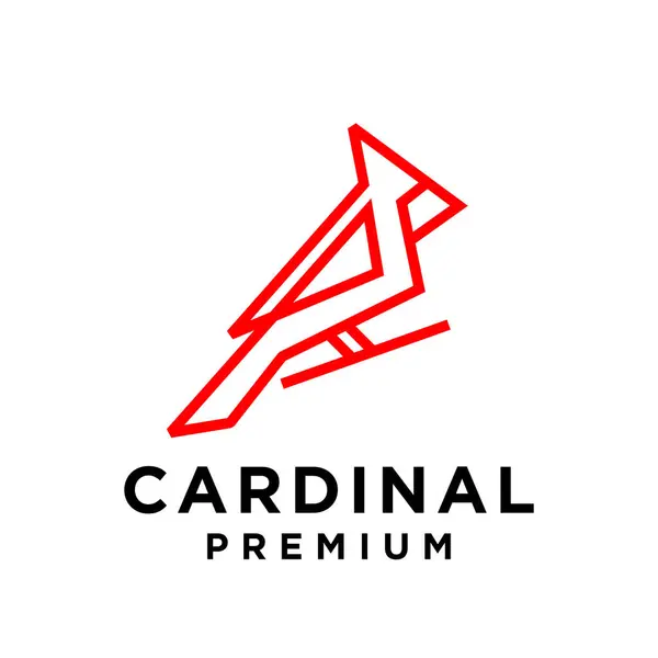 Cardenal Pájaro Diseño Plantilla Simple Moderno — Archivo Imágenes Vectoriales