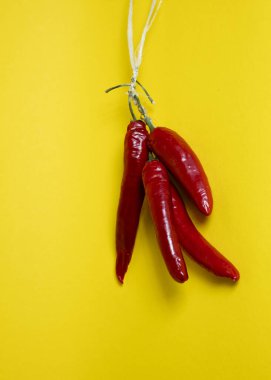 Sarı üzerine kırmızı biber demeti..