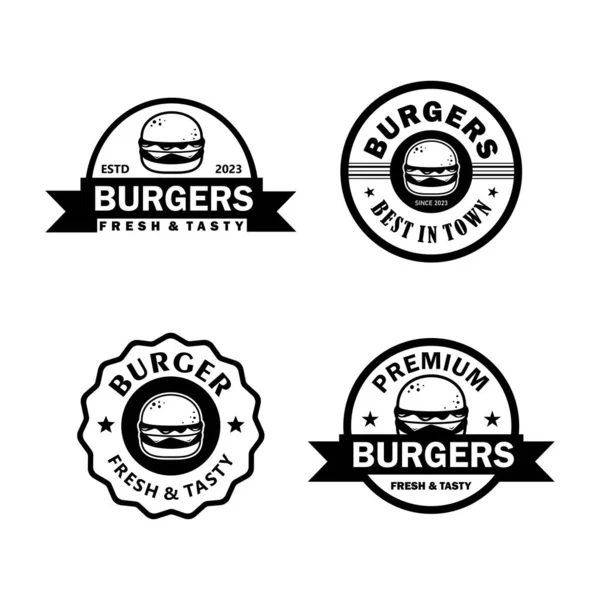 Vintage Kolekcja Wielkich Logo Burger Biały Backgraound — Wektor stockowy