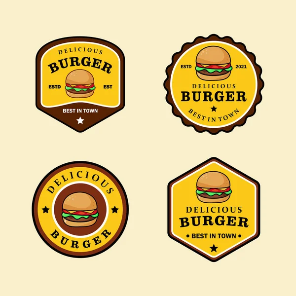 Набор Шаблонов Коллекции Логотипов Burger — стоковый вектор