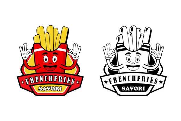 Логотип Французька Картопля Фрі Вектор Мультфільм Білий Фон — стоковий вектор