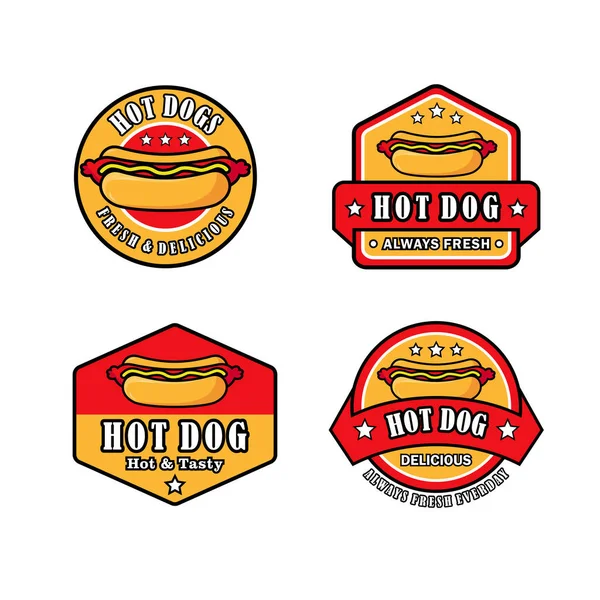 Набор Векторов Логотипа Hotdog Белый Фон — стоковый вектор
