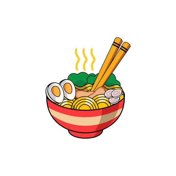 Ramen Noodle Cute Ilustration Design Vector Template — Stock Vector