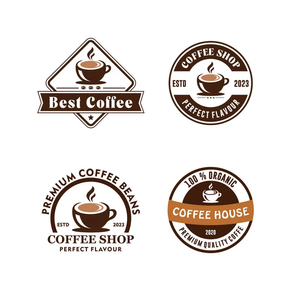 Kolekce Retro Designu Loga Coffee Shopu — Stockový vektor