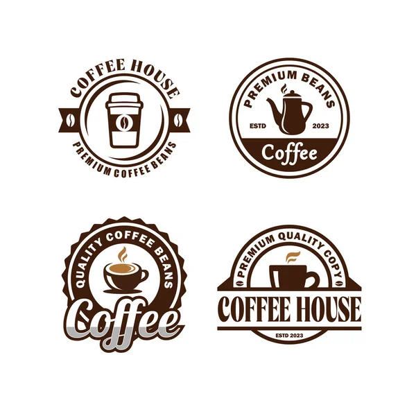 Логотип Набор Кофе Винтажный Дизайн Иллюстрация — стоковый вектор