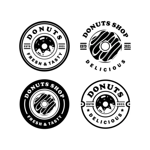 Коллекция Шаблонов Логотипов Donuts — стоковый вектор