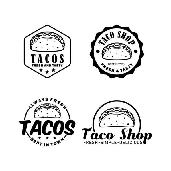 Logo Tacos Conjunto Plantilla Diseño — Vector de stock