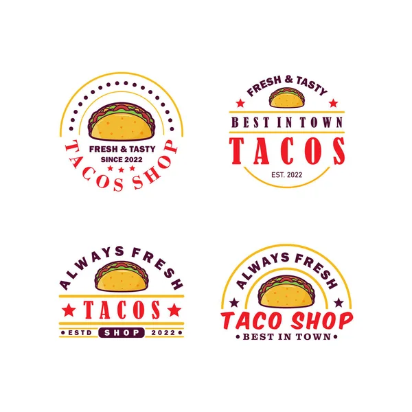 Conjunto Diseño Plantilla Color Logo Tacos — Vector de stock