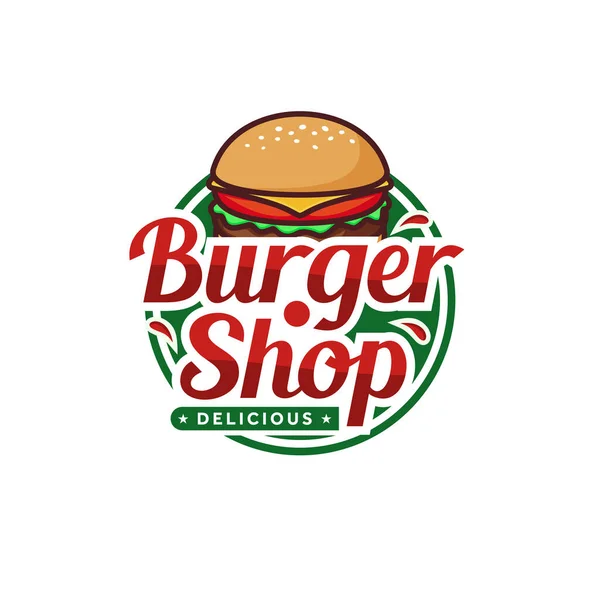 Burger Logo Tienda Vector Arte Diseño Plantilla — Vector de stock
